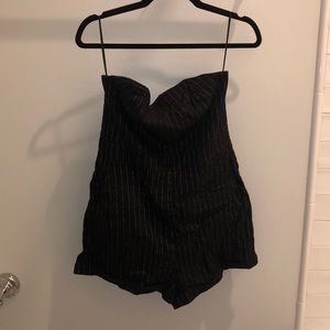 Black strapless romper